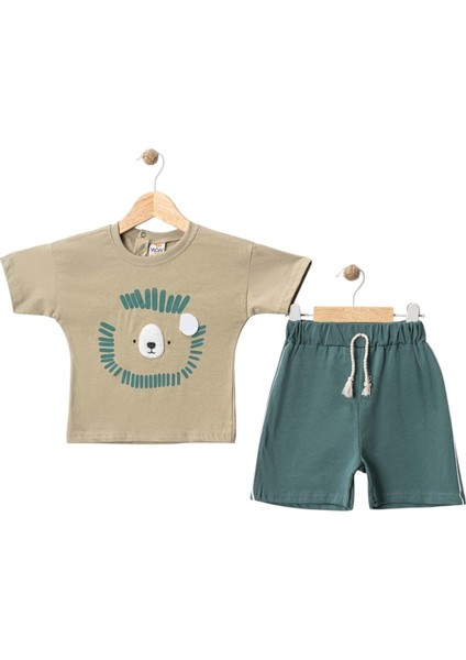 Aslan Süzine Nakışlı Şortlu Takım Yeşil