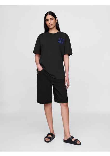 Erkek Siyah Basquiat Grafikli T-Shirt fırsatları