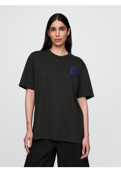 Erkek Siyah Basquiat Grafikli T-Shirt indirimleri