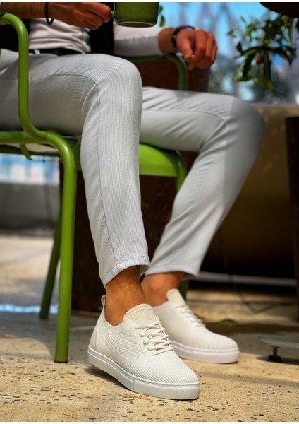 J101 Bağcıklı Ortopedik Taban Triko Erkek Spor Sneaker Ayakkabı Bt Beyaz indirimleri