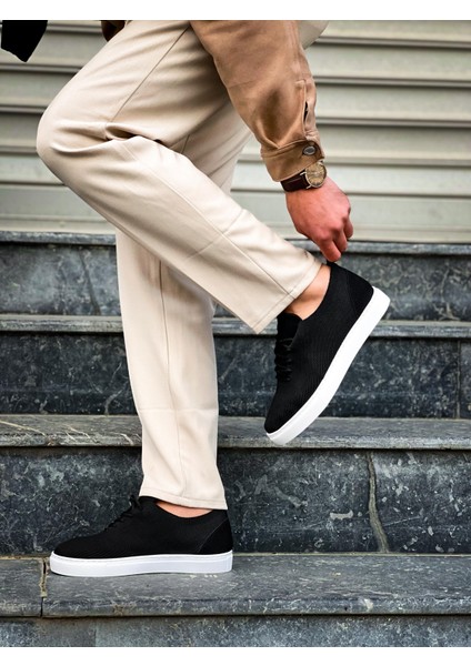J101 Bağcıklı Ortopedik Taban Triko Erkek Spor Sneaker Ayakkabı Bt Siyah fiyatları