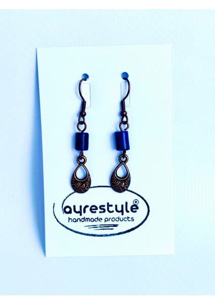 Lapis Lazuli Doğal Taşlı Eskitme Koyu Bakır Sallantılı Kadın Küpe – Otantik Zamak Aparatlı fiyatları