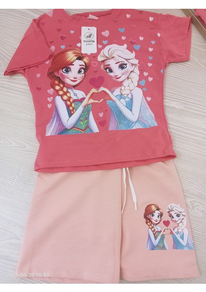Elsa Baskıli Kız Çocuk Alt Üst Şortlu Takım fiyatları