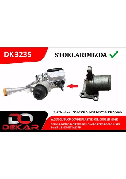 Yag Sogutucu Govde Plastik Astra J-Combo D-Bipper-Nemo-Aveo-Egea-Doblo-Linea Euro5 1.3 Hdi-Mtj A13FD Dpmah