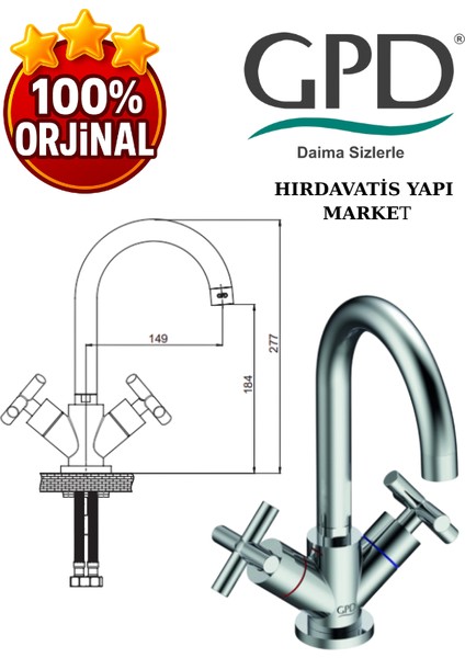 Nino DLB05 Döner Borulu Lavabo Bataryası modelleri