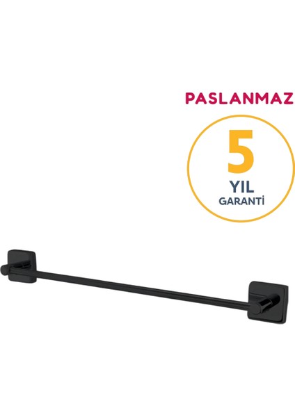 Paslanmaz Pirinç Mat Siyah Karedeniz 50CM Uzun Havluluk