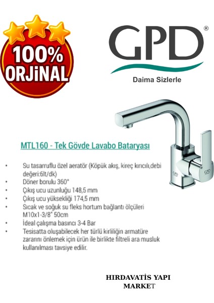 Pedra MTL160 Tek Gövde Lavabo Bataryası fırsatları