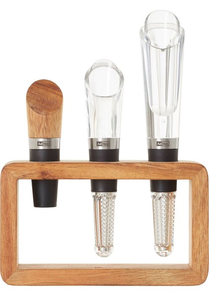 Wein-Genießer-Set, Akazien Ahşap Standlı Şarap Aksesuarları