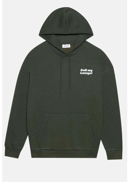Erkekler Için Call My Lawyer Kapüşonlu Sweatshirt - Koyu Yeşil, Rahat ve Şık