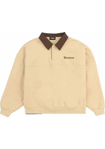 Tweak Polo Sweatshirt - %100 Pamuk, Tan Renk, Erkekler Için Rahat ve Şık