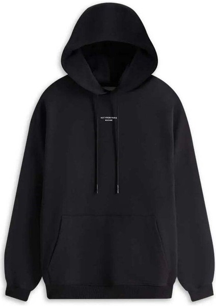 Not From Paris Madame Sloganlı Siyah Kapüşonlu Sweatshirt - %100 Pamuk ve Konfor