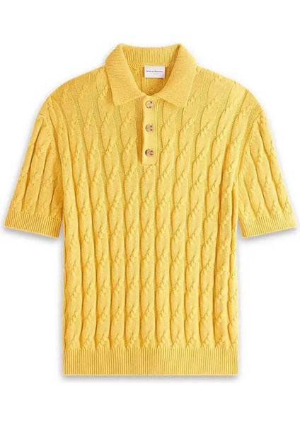 Şık Sarı Kısa Kollu Sweatshirt: Le Polo Torsade - Yüksek Kalite Pamuk ve Kaşmir Karışımı