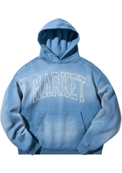 Erkekler Için Static Arc Kapüşonlu Sweatshirt - Gök Mavisi, Rahat Tasarım