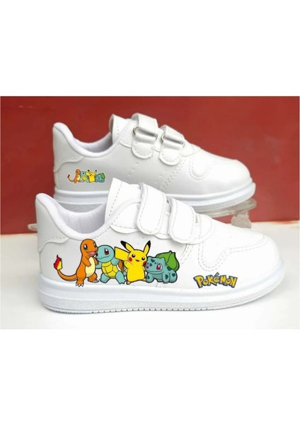 Sarı Poki Baskılı Çocuk Spor Ayakkabı Sneaker