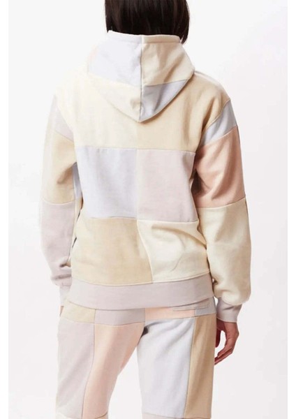Kadın Renk Bloklu %100 Pamuk Kapüşonlu Sweatshirt – Nakış Logolu & Rahat Kalıp fiyatları