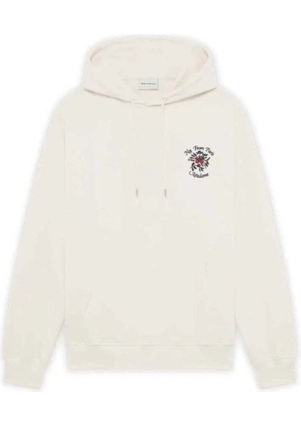 Slogan Fleurs Nakışlı Krema Renk 100% Pamuk Kadın Kapüşonlu Hoodie fiyatları