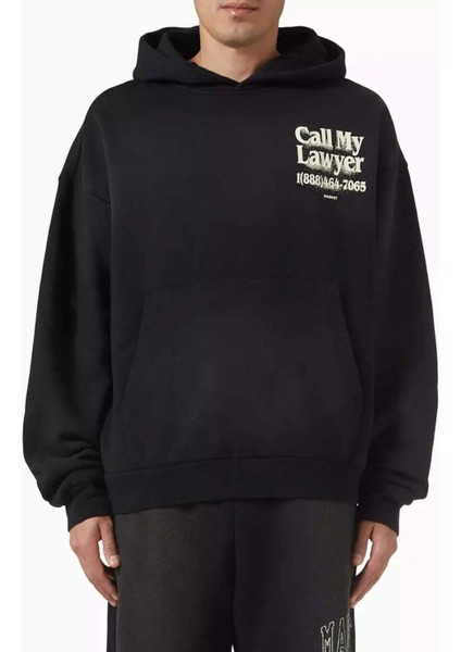 Call My Lawyer 3D Hoodie - %100 Pamuklu Siyah Erkek Kapüşonlu Sweatshirt