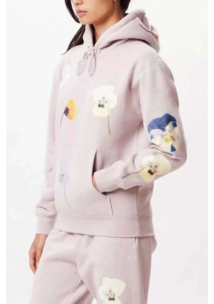 Kadın Açık Mor Kapüşonlu Sweatshirt – Baskılı & Nakışlı, Pamuk Karışımlı Rahat Kalıp modelleri