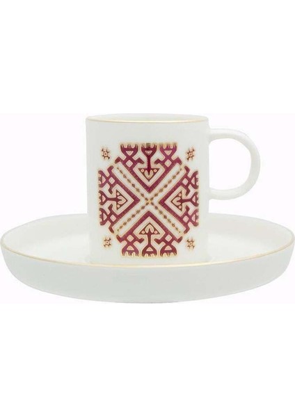 Beyaz Arabesque Desen 6'lı Kahve Fincanı Seti, Şıklık ve Zarafet Sunar fiyatları