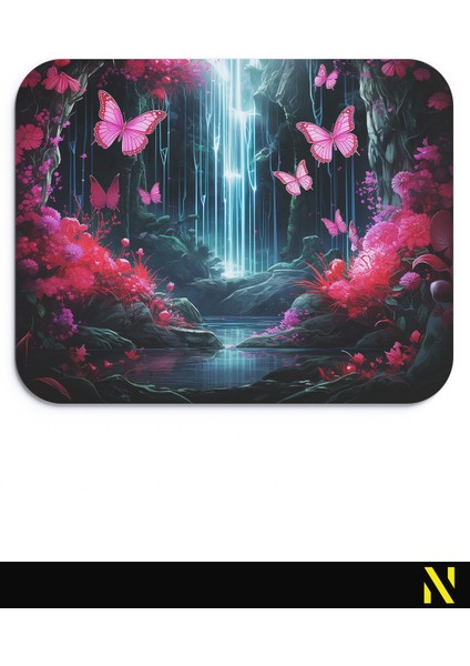 Kelebek Desenli Renkli Ergonomik Mouse Pad - 23 cm x 19 cm - Kaydırmaz Taban Ev ve Ofis Kullanımı Için Ideal Fare Altlığı Mousepad