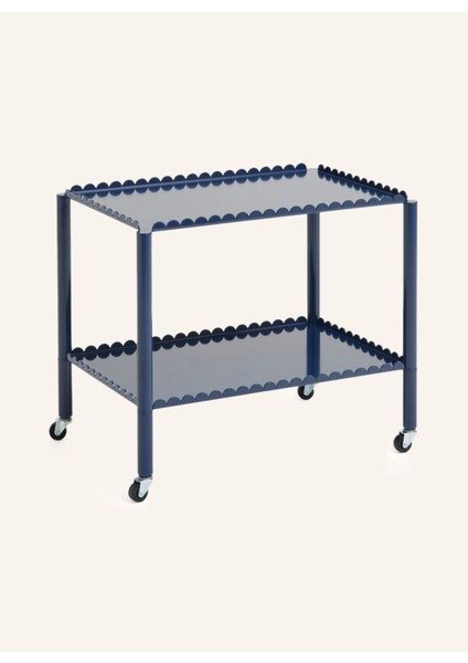 Arcs 2 Katlı Servis Arabası 53 cm Dekoratif Metal Tasarım Tekerlekli Raflı
