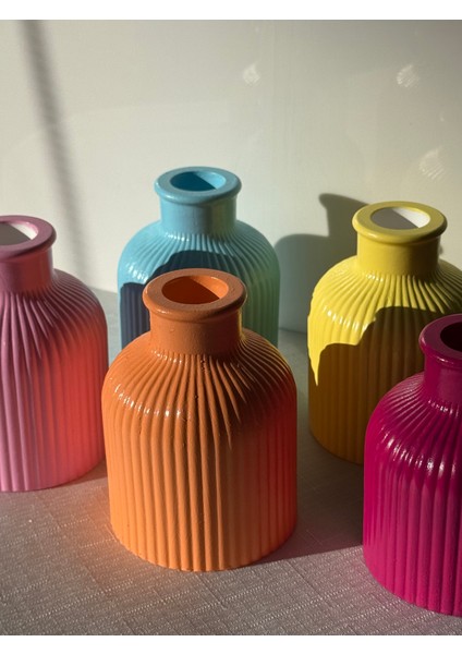 Modern Ribanalı Mini Vazolar | Pastel ve Canlı Renk Seçenekleri | Ev Dekorasyon Vazo Seti modelleri