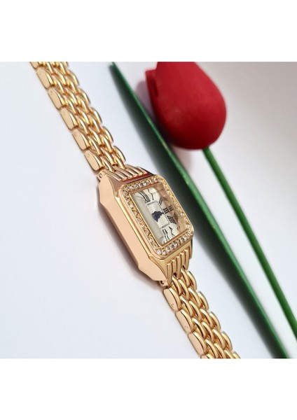 Gold Renkli Taşlı Yılan Desenli Kadın Kol Saati fırsatları