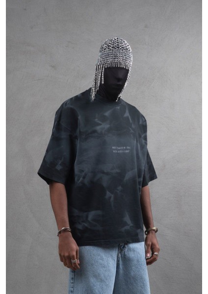 Oversize Batik Pistole Yıkamalı – “don’t Touch My Soul” Nakışlı Unisex Oversize Tişört