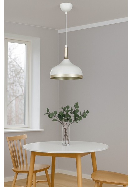 Cosmos Beyaz Içi Gold Özel Tasarım Modern Dekoratif Cafe Mutfak Salon Sarkıt Tekli Avize (Ampulsüz) modelleri