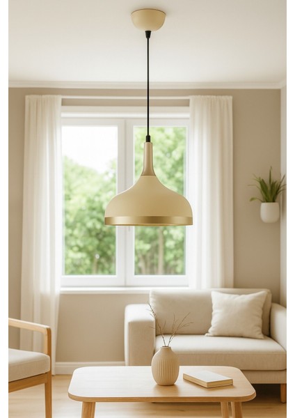 Cosmos Krem Içi Gold Özel Tasarım Modern Dekoratif Cafe Mutfak Salon Sarkıt Tekli Avize (Ampulsüz) modelleri