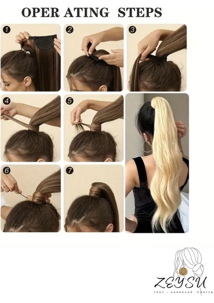 Siyah At Kuyruğu Saç Dalgalı Cırtcırtlı Takma Postiş Saç 60 cm Isıya Dayanıklı fırsatları