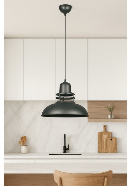 Fener Siyah Özel Tasarım Modern Salon - Mutfak - Cafe Tekli Sarkıt Avize