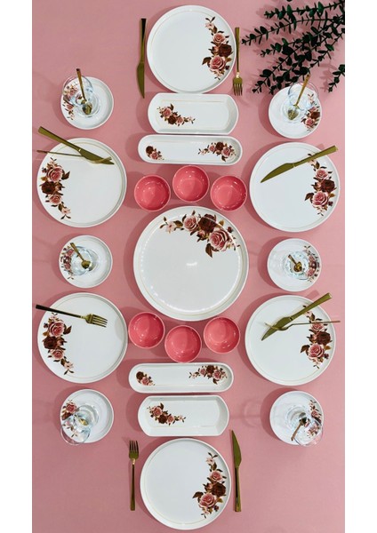 Pink Rose Model 6 Kişilik 23 Parça Kahvaltı Takımı