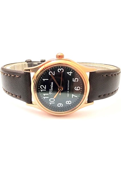 Retro Kayışlı Kadın Kol Saati, Vintage Tasarım, Klasik Tasarım, Rose Gold, Koyu Kahve Kordon fiyatları