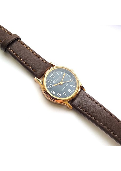 Retro Kayışlı Kadın Kol Saati, Vintage Tasarım, Klasik Tasarım, Rose Gold, Koyu Kahve Kordon fırsatları