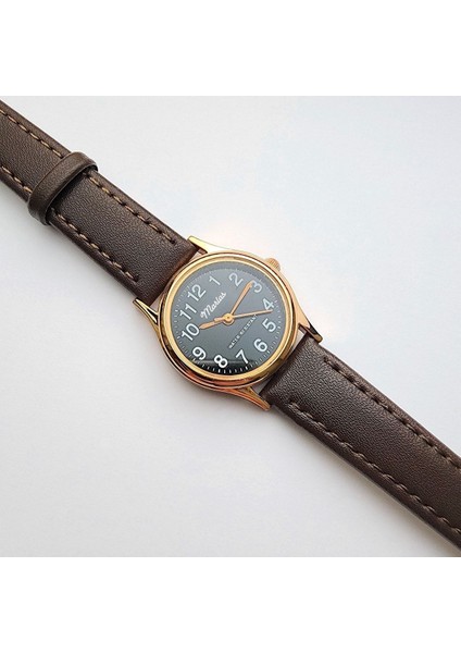 Retro Kayışlı Kadın Kol Saati, Vintage Tasarım, Klasik Tasarım, Rose Gold, Koyu Kahve Kordon indirimleri