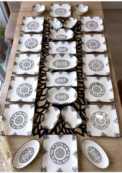 Kilim Desen 12 Kişilik 25 Parça Kahvaltı Takımı