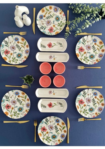 Flora Model 6 Kişilik 14 Parça Kahvaltı Takımı (Pembe)