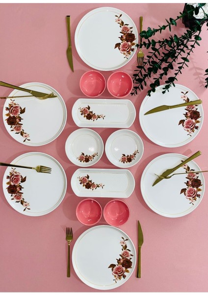 Gülpembe Model 6 Kişilik 14 Parça Kahvaltı Takımı