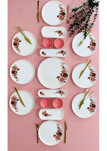 Pink Rose Model 8 Kişilik 17 Parça Kahvaltı Takımı