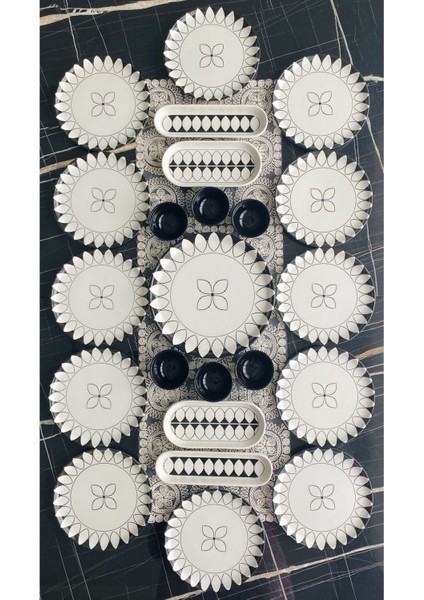 Siyah Elips Model 12 Kişilik 23 Parça Kahvaltı Takımı