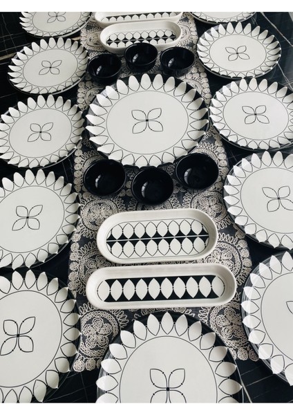 Siyah Elips Model 12 Kişilik 23 Parça Kahvaltı Takımı modelleri