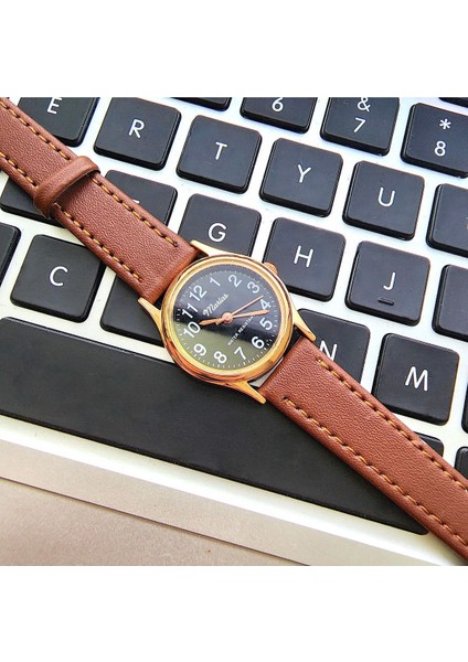 Retro Kadın Deri Kol Saati, Minimal Tasarım, Rose Gold Renk, Vintage Tasarım, Kahverengi fiyatları