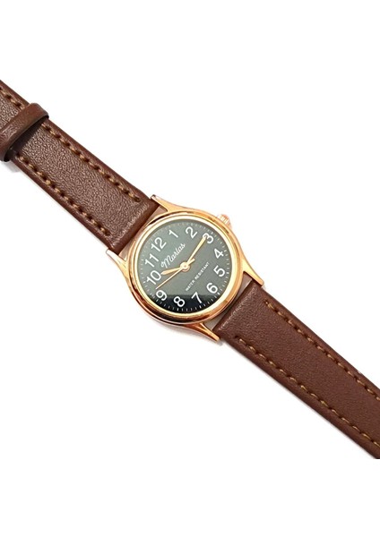 Retro Kadın Deri Kol Saati, Minimal Tasarım, Rose Gold Renk, Vintage Tasarım, Kahverengi fırsatları