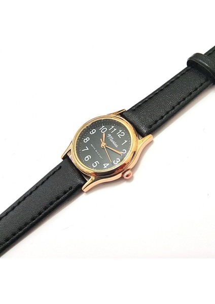 Retro Kadın Deri Kol Saati, Minimal Tasarım, Rose Gold Renk, Vintage Tasarım, Kahverengi