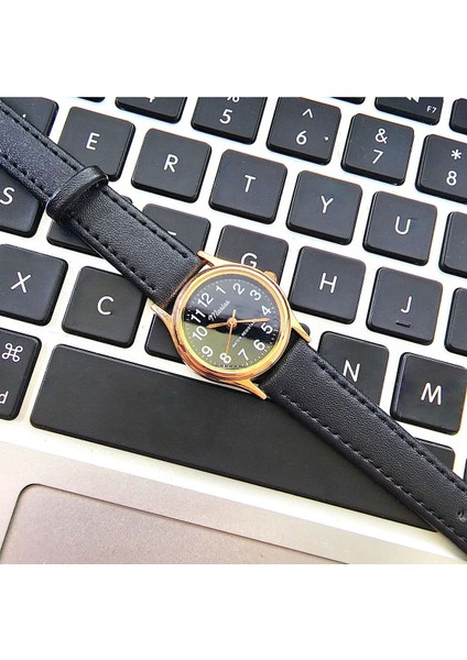 Retro Kadın Deri Kol Saati, Minimal Tasarım, Rose Gold Renk, Vintage Tasarım, Kahverengi