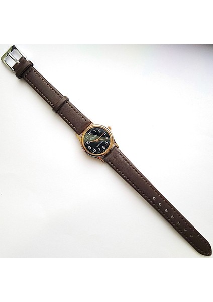 Retro Kayışlı Kadın Kol Saati, Vintage Tasarım, Klasik Tasarım, Rose Gold, Koyu Kahve Kordon