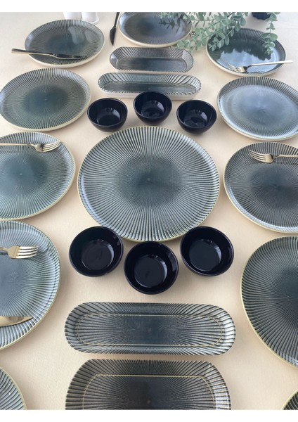 Green Gold 12 Kişilik 23 Parça With Saucer Kahvaltı Takımı modelleri