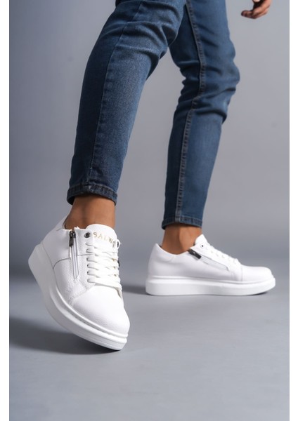 J155 Warrior Bağcıklı ve Fermuarlı Cilt Erkek Günlük Sneaker Ayakkabı Cbt - Beyaz fiyatları