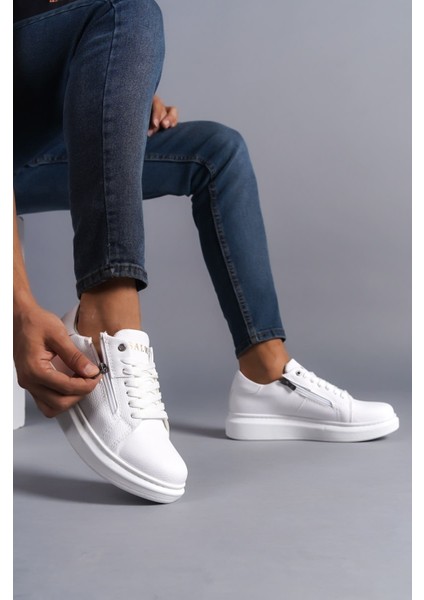 J155 Warrior Bağcıklı ve Fermuarlı Cilt Erkek Günlük Sneaker Ayakkabı Cbt - Beyaz modelleri